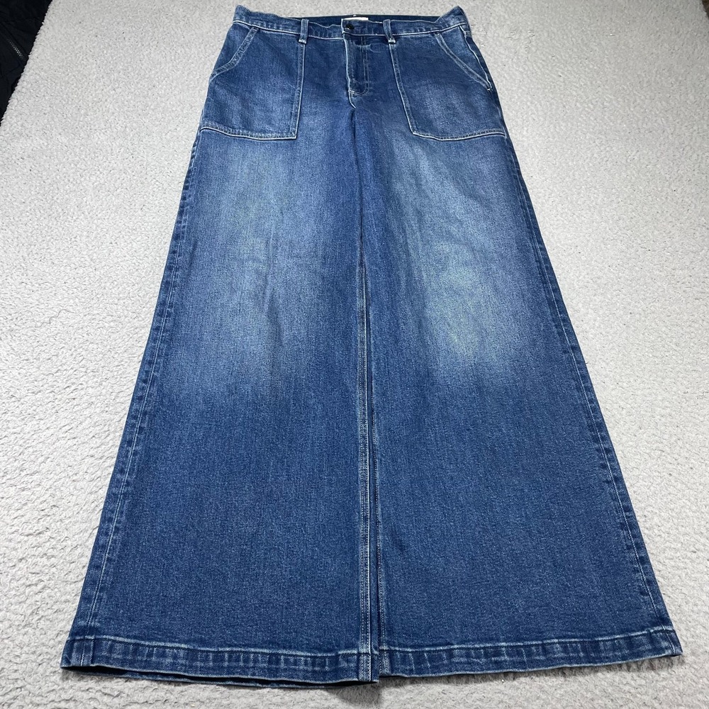 Pistola Bella Denim Wide Leg Jeans Women 31 Blue High Rise Front Pockets Stretch